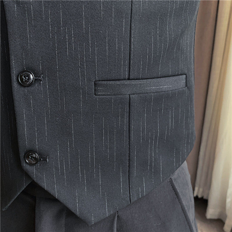 伴郎服兄弟装男士潮流婚礼西装马甲英伦修身条纹马甲DMJ109-P40特图片
