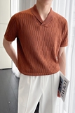 轻熟风~个性青果领修身Polo衫镂空针织翻领短袖T恤PL9783-P68，男装T恤，电商A213