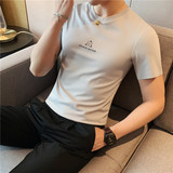 冰丝无痕压胶工艺款舒适弹力修身时尚印花短袖T恤男DT2103-P55，男装T恤，电商A213