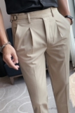 长期做~质感西裤小脚修身薄款九分裤腰带装饰垂感西裤男XK201-P70，男装西裤，电商A213