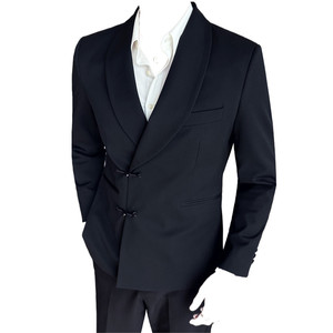 新中式休闲盘扣西服套装青果领宴会西装两件套男黑色LJT953-P243图片