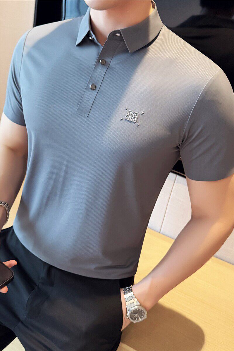 高品质跑量款无痕压胶~弹力polo衫男翻领短袖t恤灰色PL20-P40特,男装Polo衫,电商A213