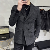 亮晶晶毛呢~质感高档帅气双排扣西服男厚款西装外套DX943-P155，男装西服套装，电商A213
