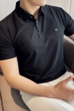 刺绣无痕polo衫~冰丝高弹薄款华夫格短袖翻领T恤衫黑色PL2322-P68，男装Polo衫，电商A213