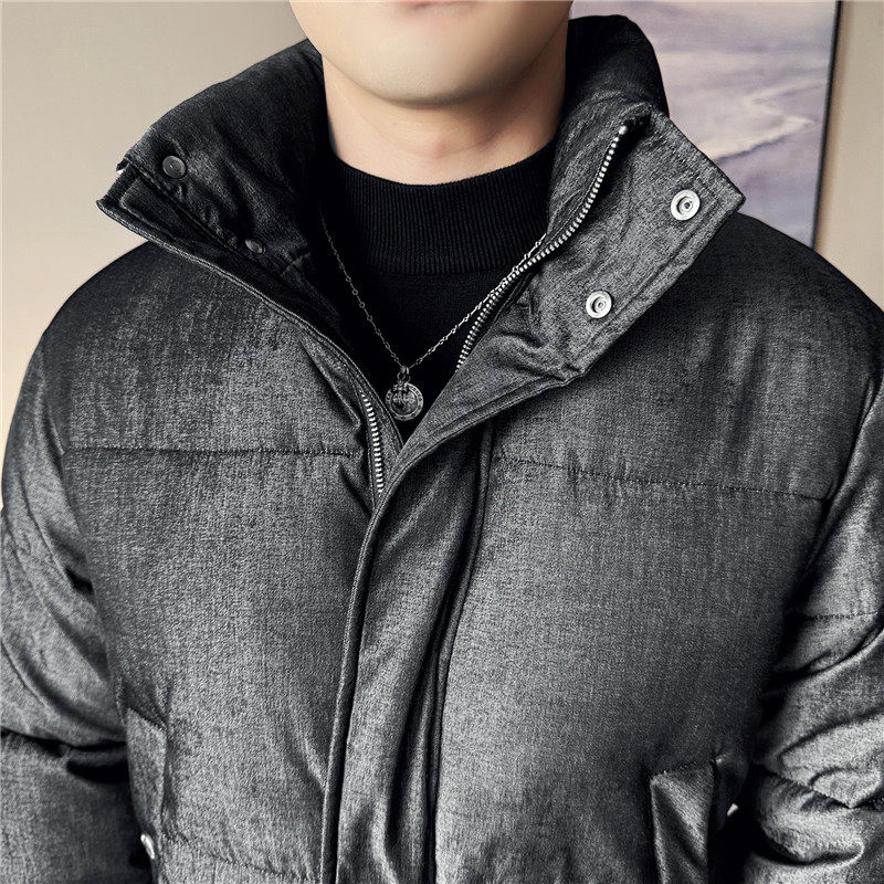 冬装高级感牛仔质感加厚棉衣时尚保暖棉服立领外套黑色M8891-P178,男装棉衣,电商A213