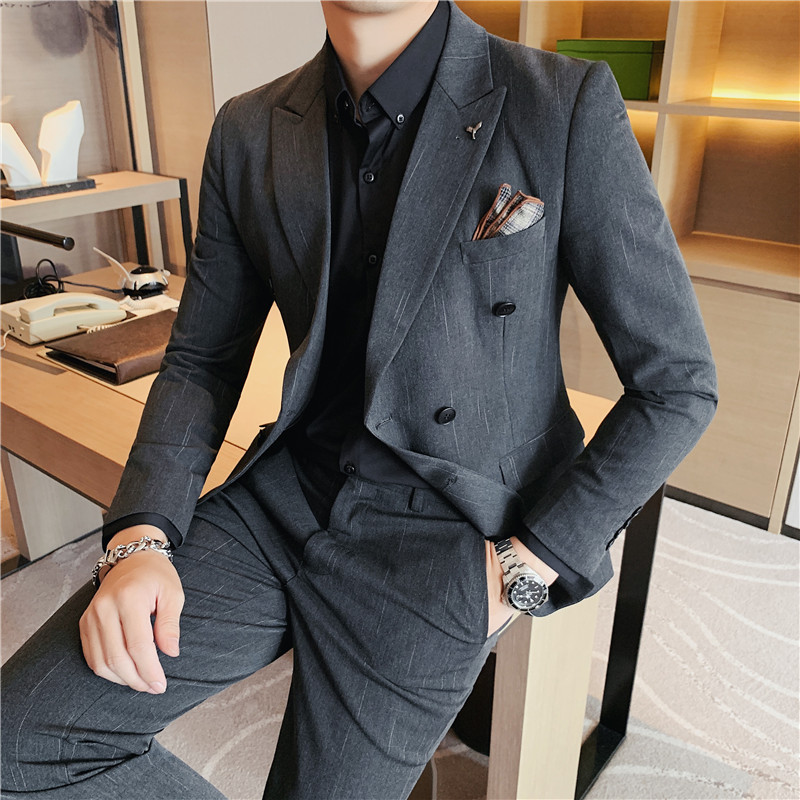 长期做双排扣西服外套男修身商务正装职业西装两件套LJT302-P225,男装西服套装,电商A213