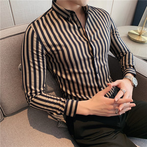 常年做~男士经典质感色织条纹长袖衬衫轻奢衬衣修身CS6123-P58图片