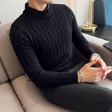 假两件毛衣男柔软弹力加厚修身假领提花针织衫灰色M9858-P98，男装针织衫/毛衣，电商A213