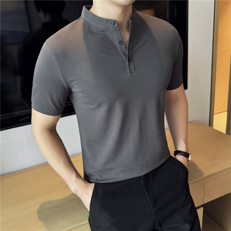 特价跑量可谈~夏季薄款亨利领Polo衫透气短袖T恤黑色PLH015-P30特，男装Polo衫，电商A213