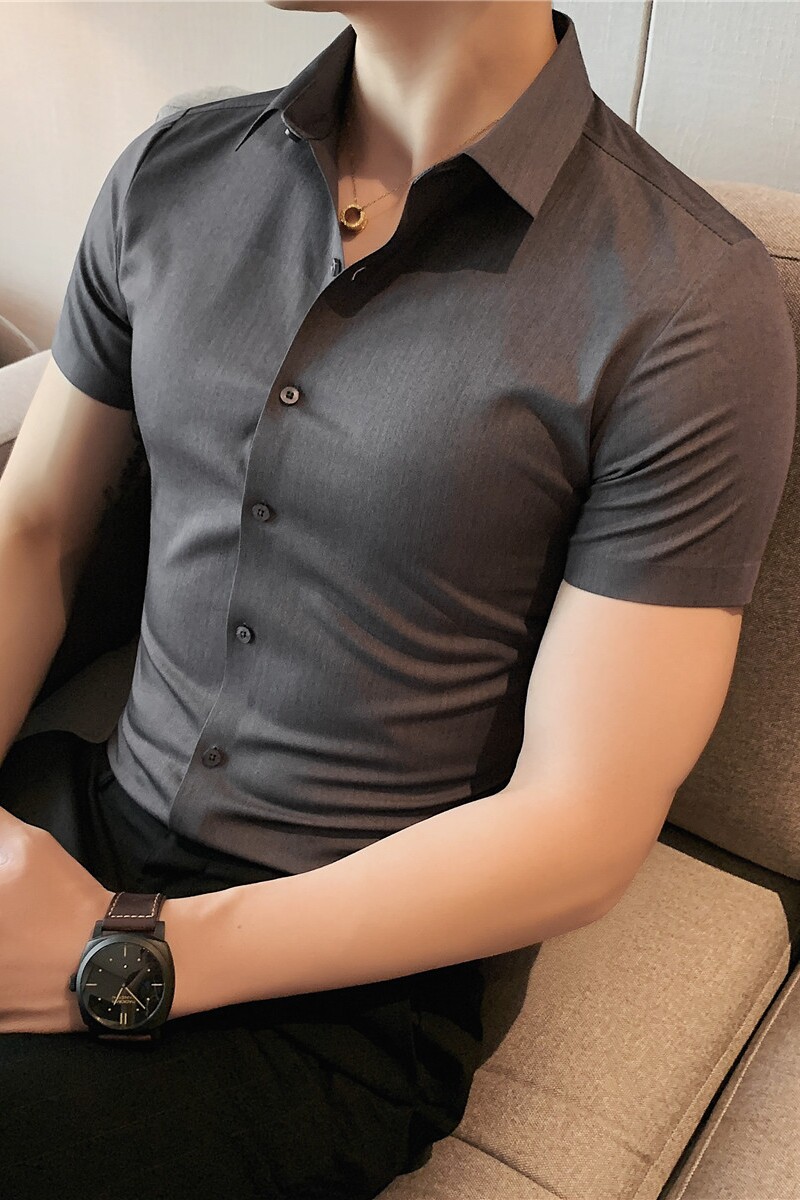 新增到9色~高品质竹纤维无痕压胶弹力衬衫男短袖衬衫C6001-P67,男装衬衫,电商A213