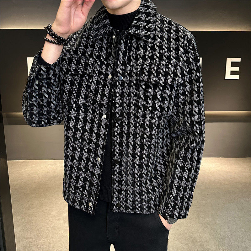 帅气显瘦皮衣夹克男修身翻领短款条纹外套黑色JK866-P118,男装夹克,电商A213