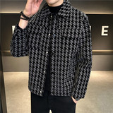 帅气显瘦皮衣夹克男修身翻领短款条纹外套黑色JK866-P118，男装夹克，电商A213