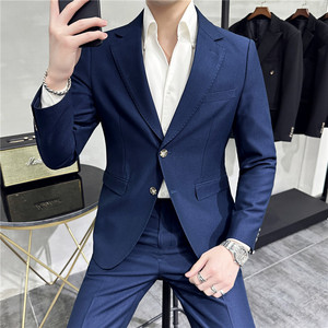 高级感西装两件套男西服套装商务休闲质感白色LJT-5-P230图片