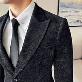 高级感金丝绒西装外套男闪亮条纹西服商务休闲花西装潮DX630-P137，男装西服套装，电商A213