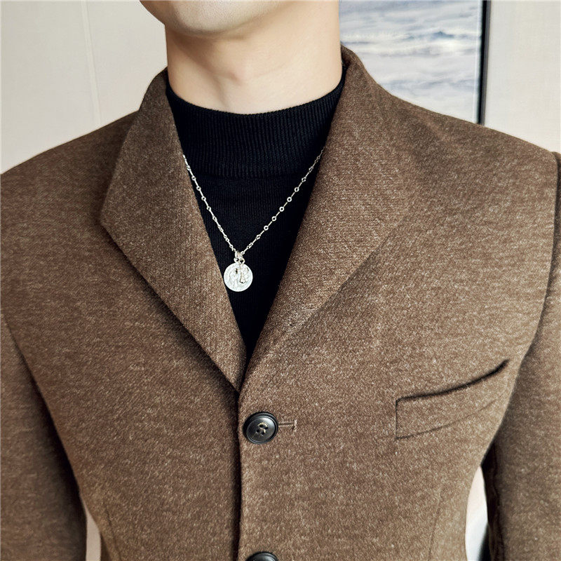 秋冬高级感加厚毛呢个性燕子领西服外套男休闲西装DX8823-P155,男装西服,电商A213