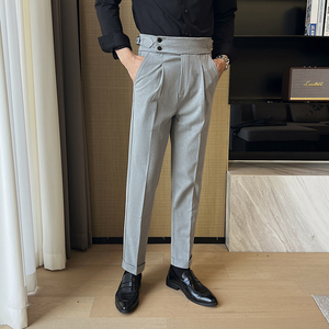 锥形裤常规款高腰褶皱免烫西裤韩版休闲裤男士商务直筒百搭宽松图片