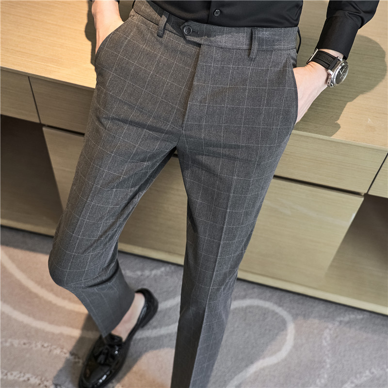 长期做~质感格子西裤韩版修身小脚西装休闲裤男长裤XK101-P70,男装西服套装,电商A213
