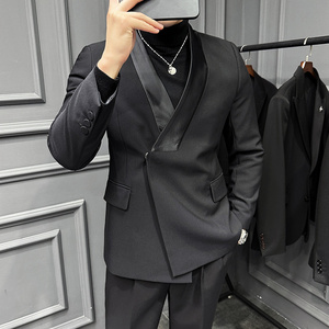 高级感结婚西服套装男礼服塔士多青果领西装两件套LJT669-P247