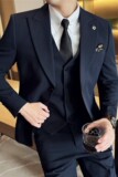 M-7XL戗驳领两粒扣西装两件套男修身商务西服套装LJT7052-P150特，男装西服套装，电商A213