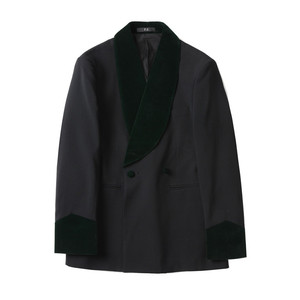 丝绒拼接青果领帅气西服两件套男士西装套装结婚礼服LJT941-P230图片