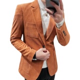 灯芯绒面料帅气西服男士韩版修身西装外套单西服焦糖色DX623-P137，男装西服套装，电商A213