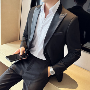 M-7XL主推款结婚西服男礼服塔士多拼接西装两件套LJT116-P160特图片
