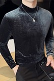 时尚金丝绒满天星长袖T恤男高级感弹力半高领打底衫修身CT091-P43，男装T恤，电商A213