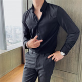 常年卖~四面弹高性价比~男纯色扣领长袖衬衫修身衬衣CS23-P30特，男装衬衫，电商A213