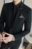 秋冬新款经典质感格子西装男修身休闲西服外套单西黑色DX101-P155，男装西服套装，电商A213