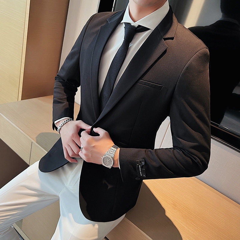 高级感斜纹帅气西服男休闲西装外套咖啡色DX0589-P155图片
