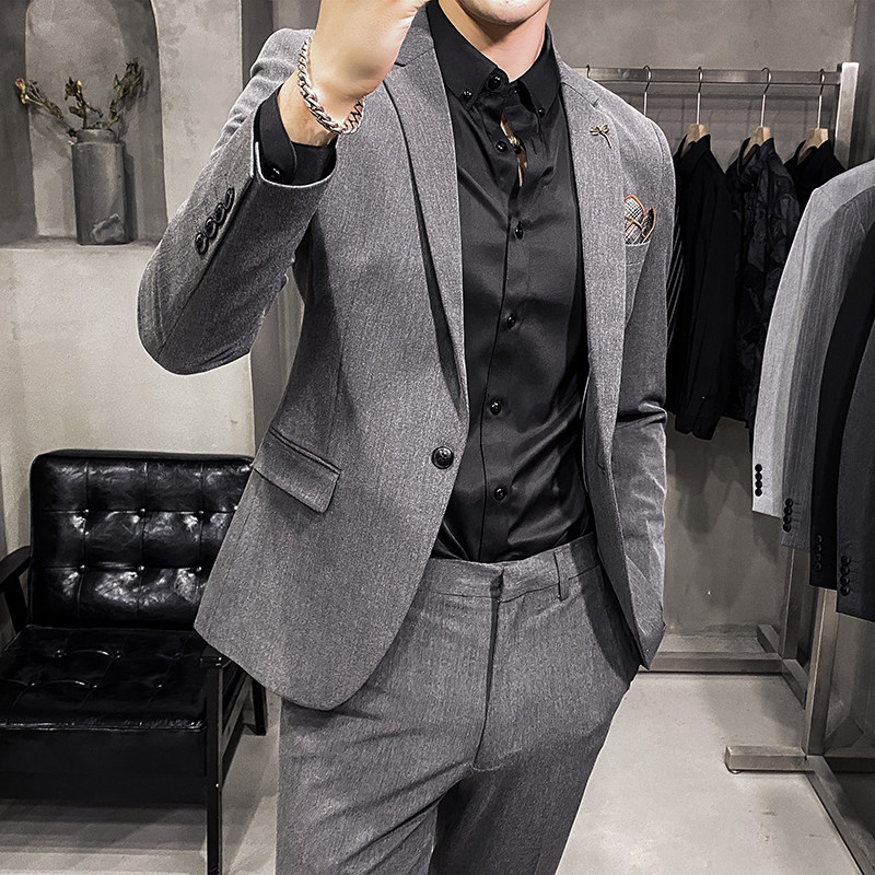 S-7XL主推特价款男士纯色西服套装修身西装中灰色LJT105/P210,男装西服,电商A213