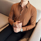 补齐大货·无痕华夫格抗皱长袖衬衫男修身休闲商务衬衣C6061-P73，男装衬衫，电商A213