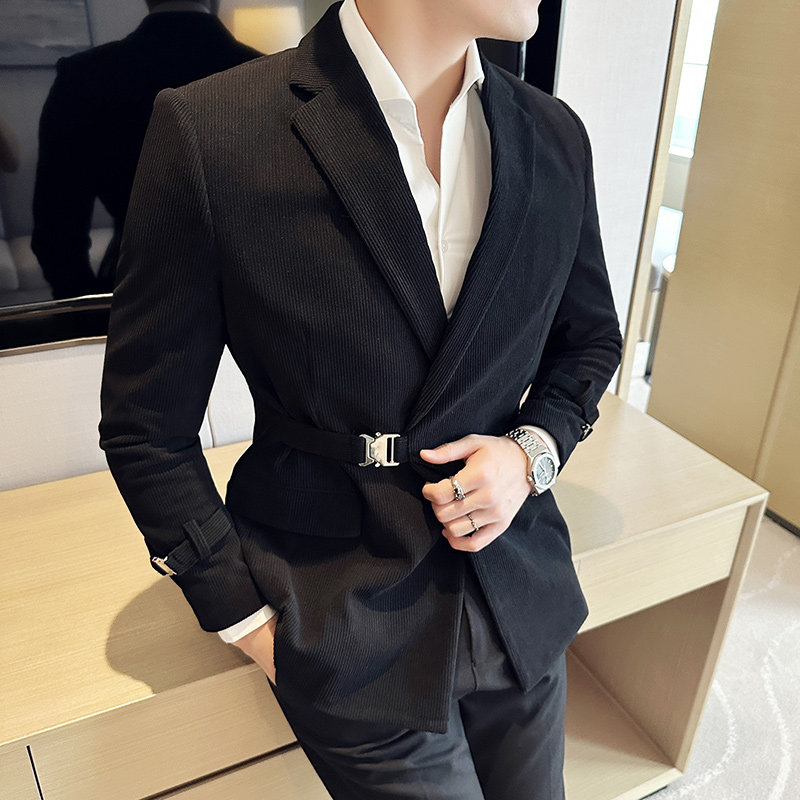 高级感男灯芯绒厚款休闲西服外套条绒西服加厚咖啡色DX937-P155,男装西服,电商A213