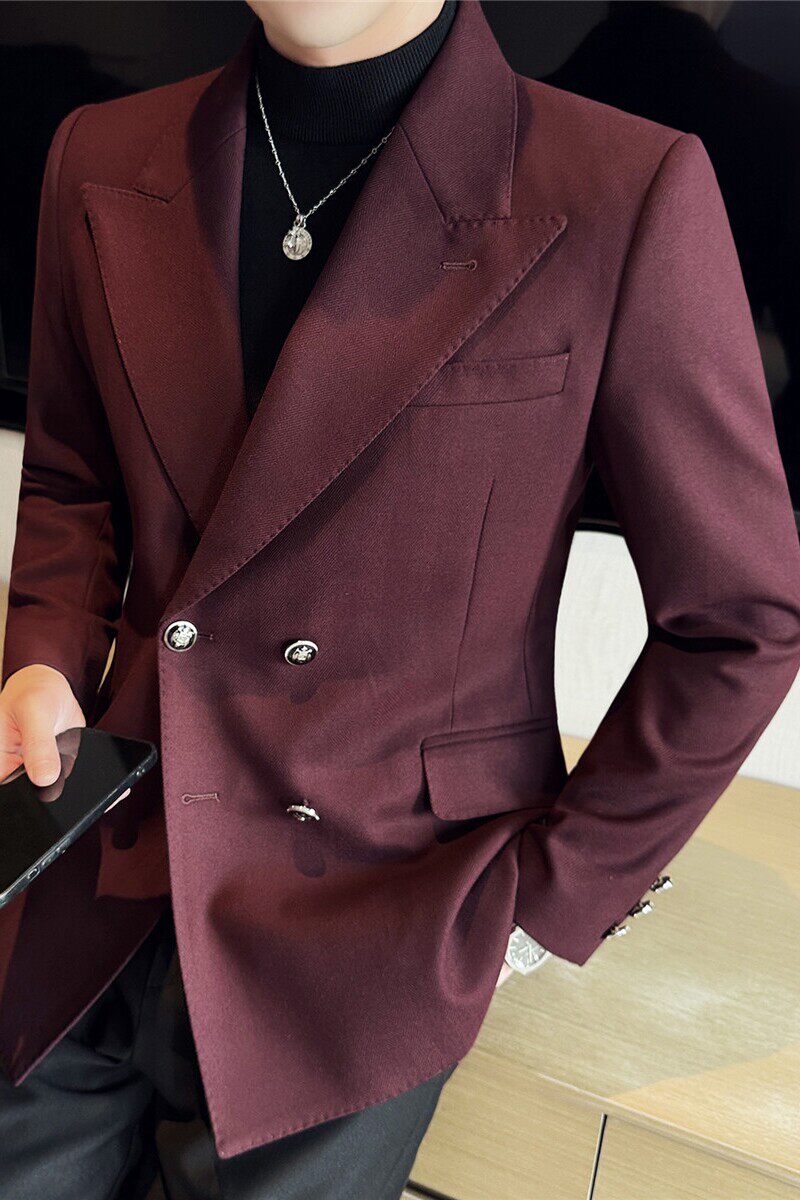 重磅加厚~布雷泽西服外套男双排扣大戗驳领高品质西装DX705-P193图片