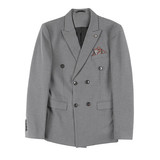 加厚条纹西服套装男痞帅修身双排扣正装结婚西装灰色LJT112-P230，男装西服套装，电商A213