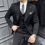高级感西服套装领口压线戗驳领西装三件套男焦糖色SJT120-P265，男装西服，电商A213