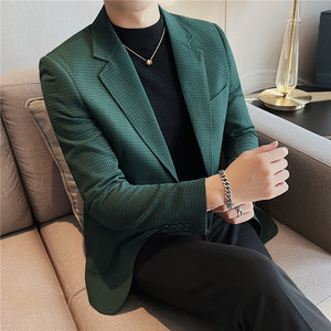 时尚华夫格两粒单排扣帅气西服男质感休闲西装外套白色DX918-P138图片