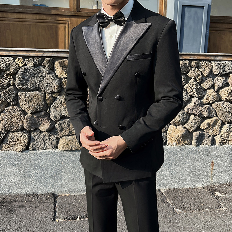 M-7XL高品质男结婚西服礼服塔士多双排扣西装三件套SJT117-P200特图片