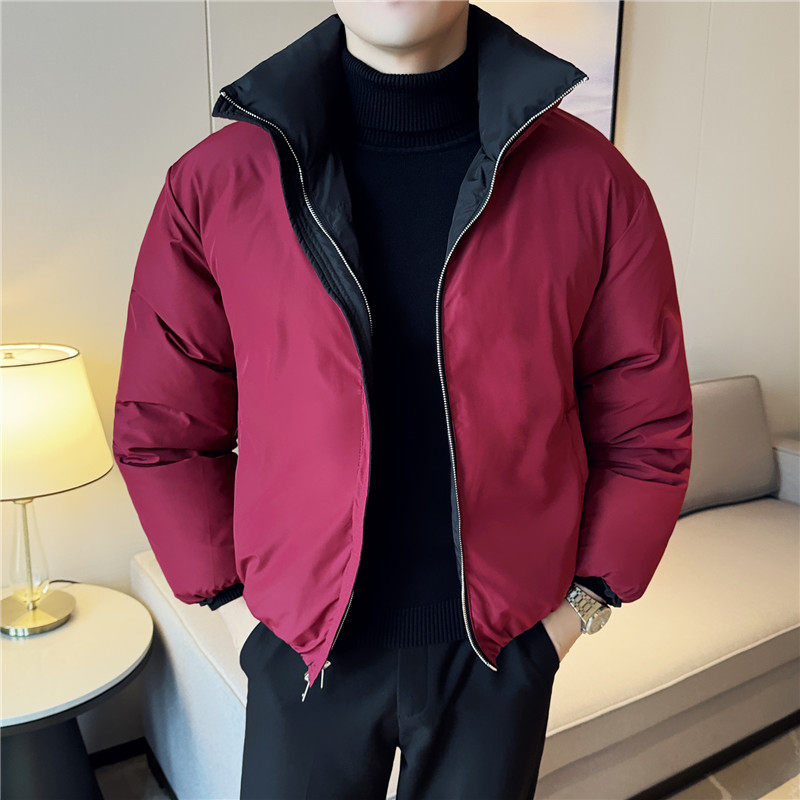 双面穿高级感加厚棉衣短款时尚保暖棉服立领外套黑色M23083-P193，男装棉衣，电商A213