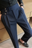 那不勒斯垂感高腰直筒休闲裤子潮男西裤垂坠感长裤质感XKA23-P78，男装西裤，电商A213