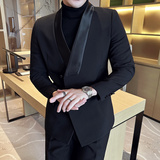 拼色领~结婚西服套装男礼服塔士多青果领西装两件套LJT669-P247，男装西服套装，电商A213