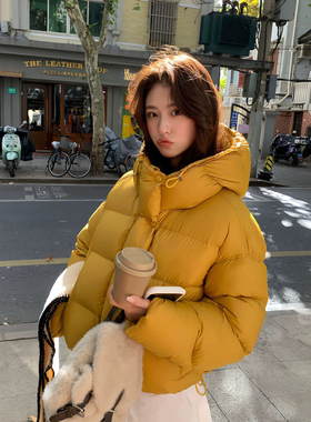 韩版泡芙短款连帽廓形加厚多色面包服冬装保暖羽绒服外套