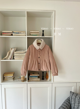 法式粉色毛毛小个子长袖百搭保暖羽绒服外套