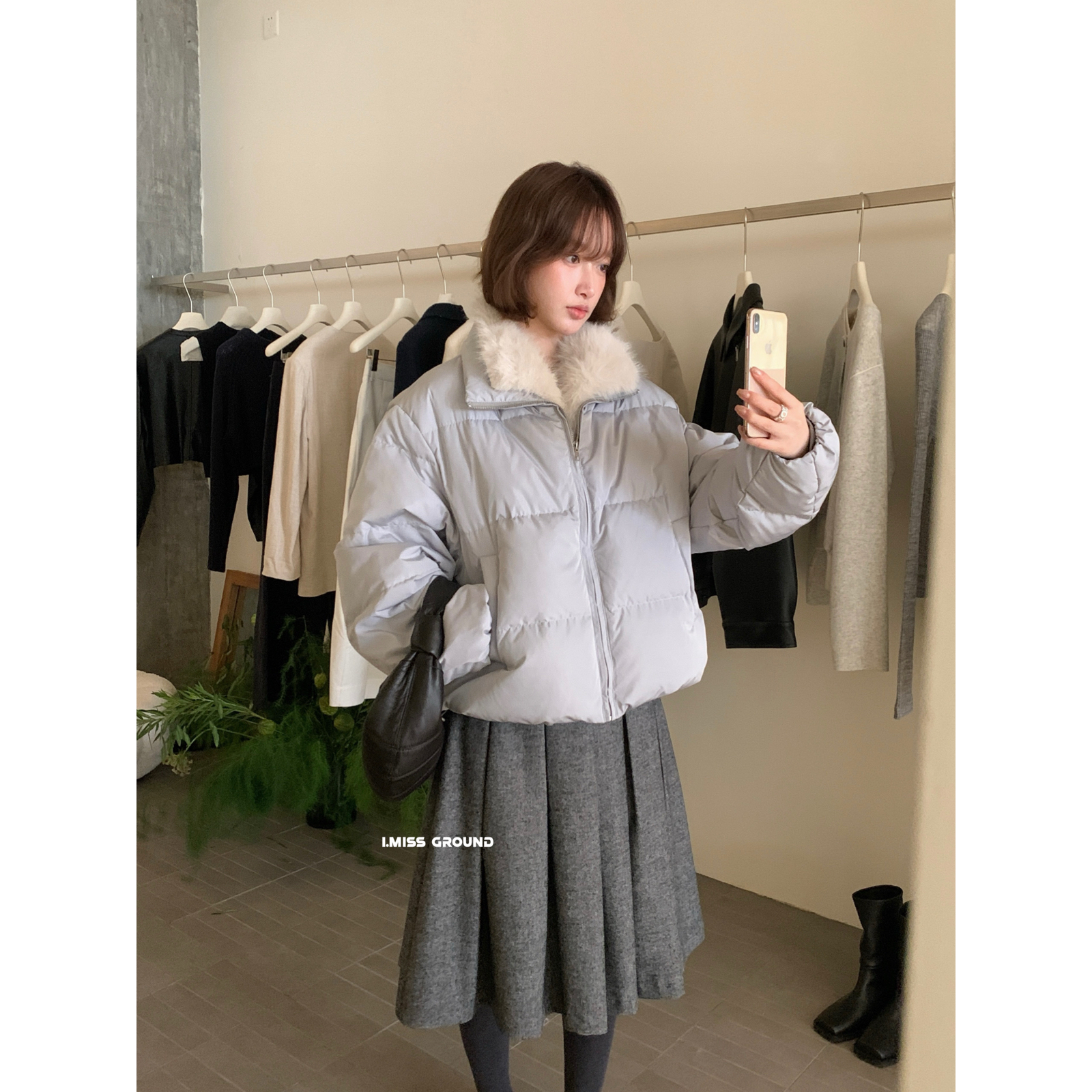 IMISS-保暖韩标奶呼呼毛毛领保暖羽绒服外套(配可拆卸环保毛毛领)