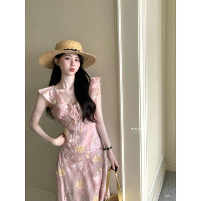 DARA ROSE-式浪漫碎花荷叶边收腰显瘦巨好看连衣裙(花纹位置随机)