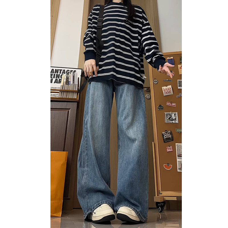冬季加绒中性简约百搭直筒裤水系微喇裤男女牛仔裤KS820特批53元,男装牛仔裤,电商B329