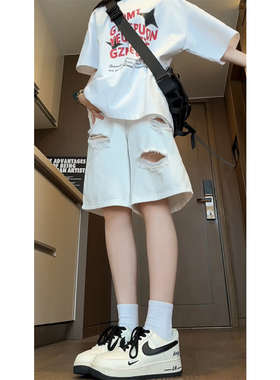 防污夏季破洞牛仔短裤B329-KS24107P45控68