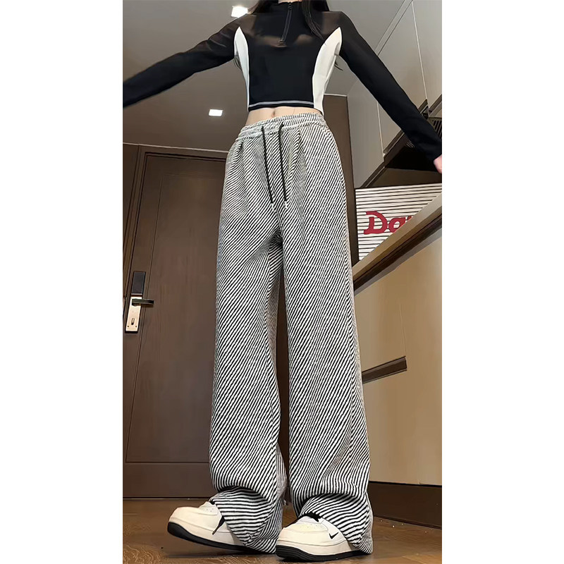 冬季加绒阔腿裤休闲复古针织女裤子WH6830加绒P57特批没差价,男装卫衣,电商B329