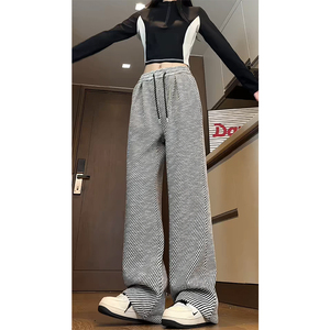 冬季加绒阔腿裤休闲复古针织女裤子WH6830加绒P57特批没差价图片