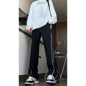 秋季复古休闲阔腿卫裤直筒百搭运动裤B329-J923P45控68图片